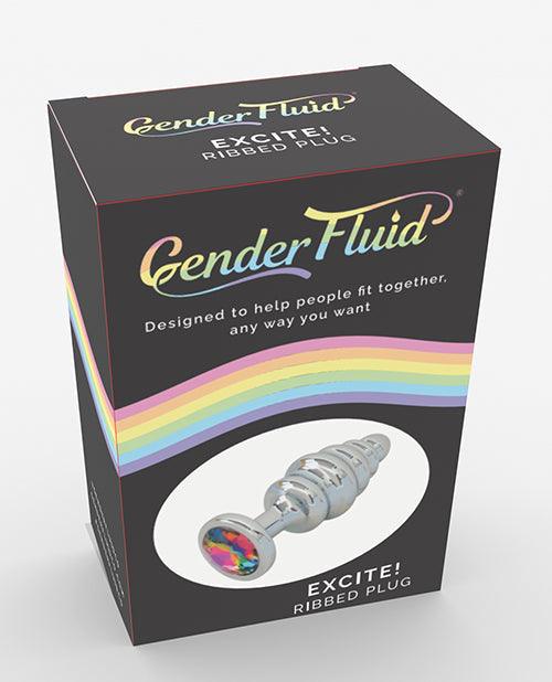 product image, Gender Fluid Excite! Ribbed Plug - Silver - {{ SEXYEONE }}