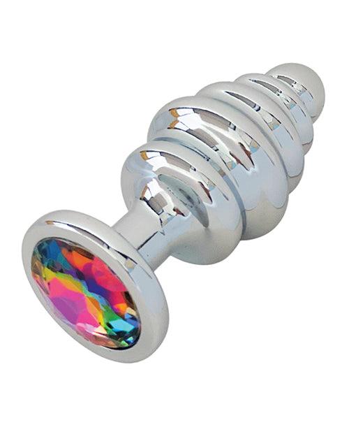 image of product,Gender Fluid Excite! Ribbed Plug - Silver - {{ SEXYEONE }}