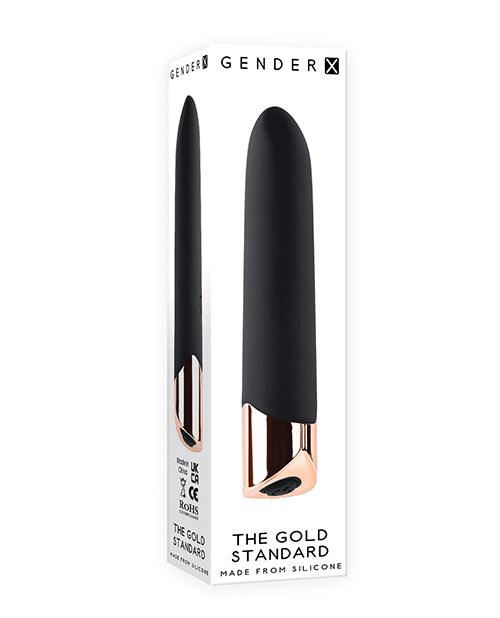 product image, Gender X The Gold Standard Rechargeable Silicone Bullet - Black-rose Gold - {{ SEXYEONE }}