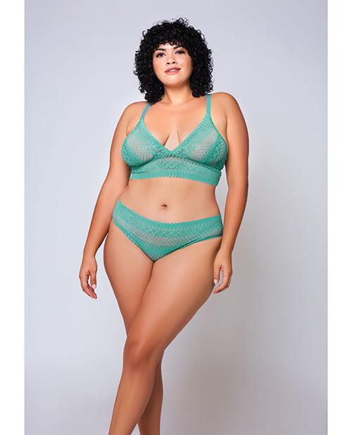 product image, Geometric Lace Bralette & Hipster Teal - {{ SEXYEONE }}