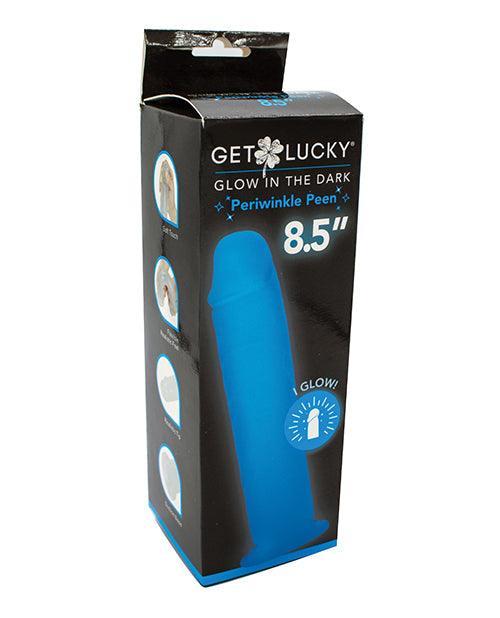 product image, Get Lucky 8.5" Glow In The Dark Periwinkle Peen Dildo - {{ SEXYEONE }}
