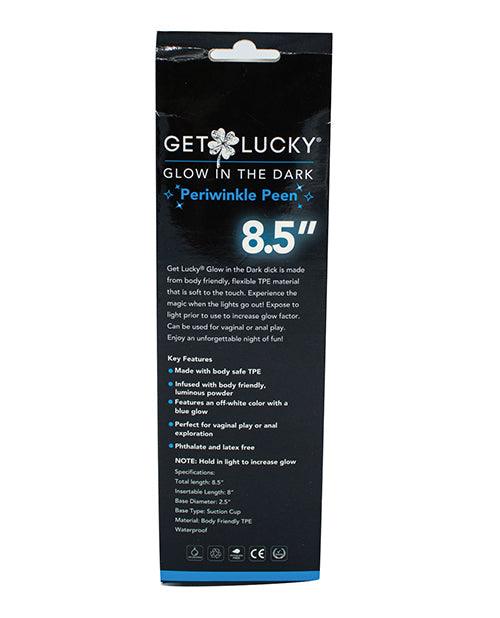 Get Lucky 8.5" Glow In The Dark Periwinkle Peen Dildo - {{ SEXYEONE }}
