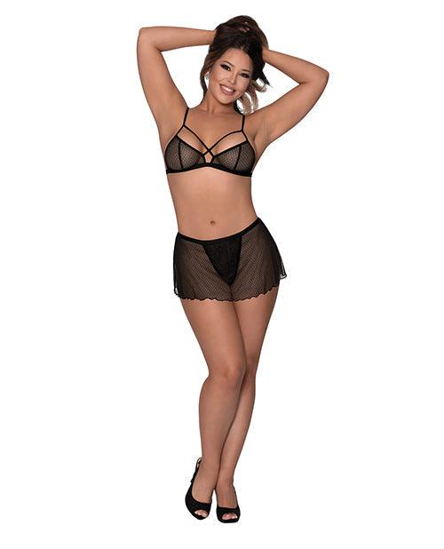 product image, Girl Next Door Strappy Bralette W/flirty Thong Skirt - SEXYEONE