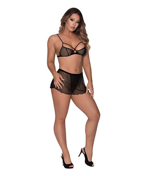 image of product,Girl Next Door Strappy Bralette W/flirty Thong Skirt - SEXYEONE