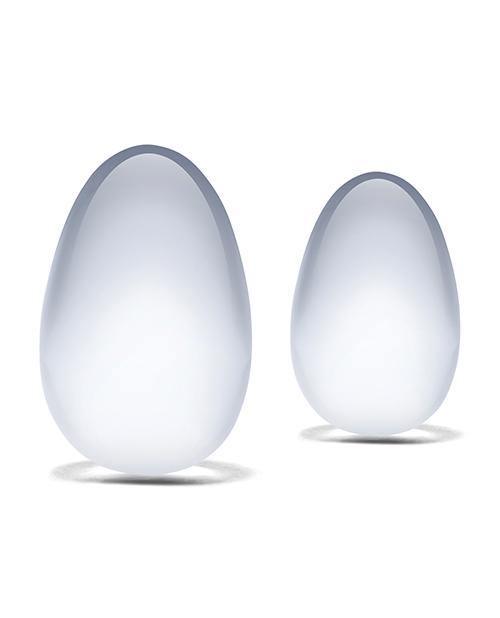 image of product,Glas 2 Pc Glass Yoni Eggs Set - Clear - SEXYEONE 