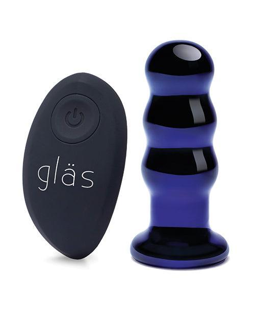 Glas 3.5" Rechargeable Vibrating Beaded Butt Plug - Blue - SEXYEONE