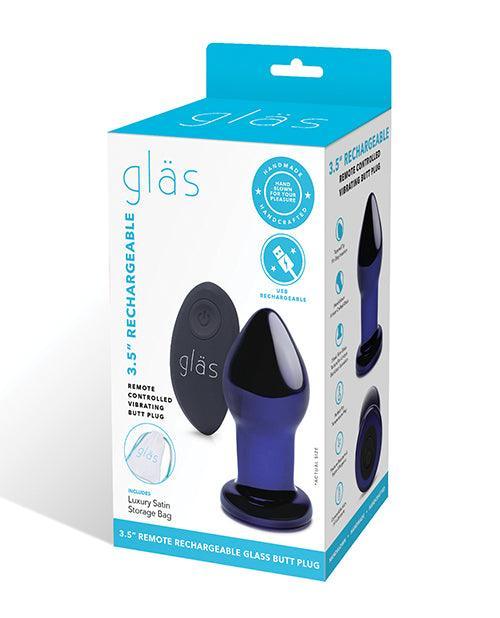 product image, Glas 3.5" Rechargeable Vibrating Butt Plug - Blue - SEXYEONE