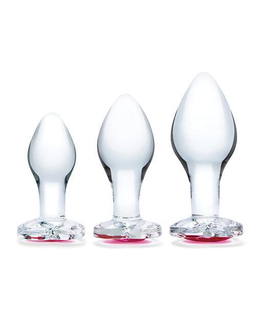 product image,Glas 3 Pc Heart Jewel Glass Anal Training Kit - SEXYEONE
