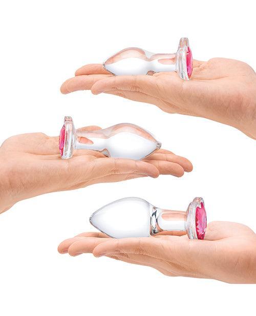 image of product,Glas 3 Pc Heart Jewel Glass Anal Training Kit - SEXYEONE