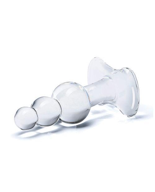 Glas 4" Beaded Glass Butt Plug W/tapered Base - Clear - SEXYEONE