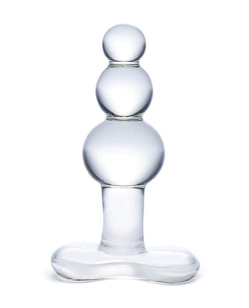 image of product,Glas 4" Beaded Glass Butt Plug W/tapered Base - Clear - SEXYEONE
