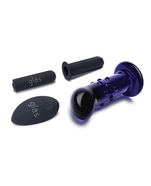 image of product,Glas 4" Rechargeable Vibrating Dotted G Spot/p Spot Plug - Blue - SEXYEONE