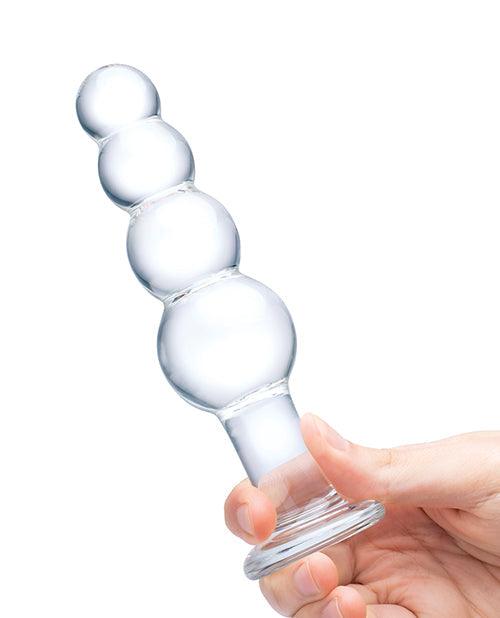 image of product,Glas 7.25" Glass Beaded Butt Plug - Clear - SEXYEONE