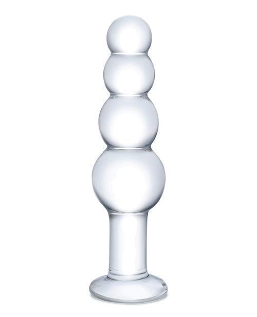 image of product,Glas 7.25" Glass Beaded Butt Plug - Clear - SEXYEONE