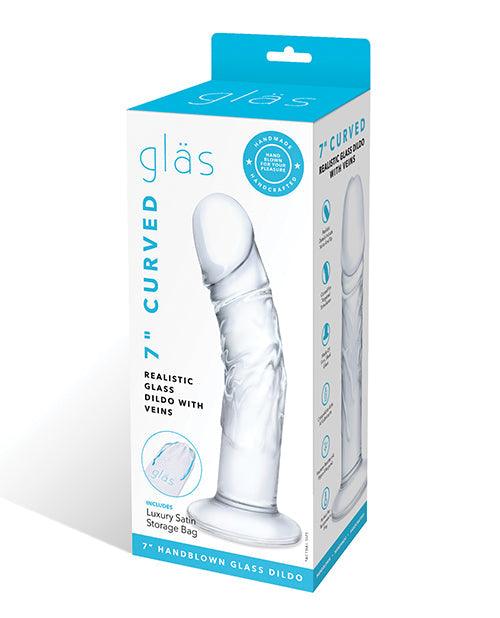 product image, Glas 7" Realistic Curved Glass Dildo W-veins - Clear - SEXYEONE
