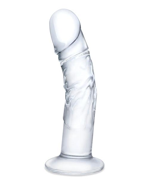 image of product,Glas 7" Realistic Curved Glass Dildo W-veins - Clear - SEXYEONE