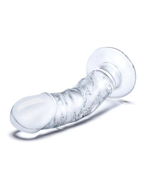 image of product,Glas 7" Realistic Curved Glass Dildo W-veins - Clear - SEXYEONE