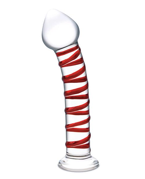 image of product,Glas 8" Mr. Swirly Glass Dildo - Red - SEXYEONE