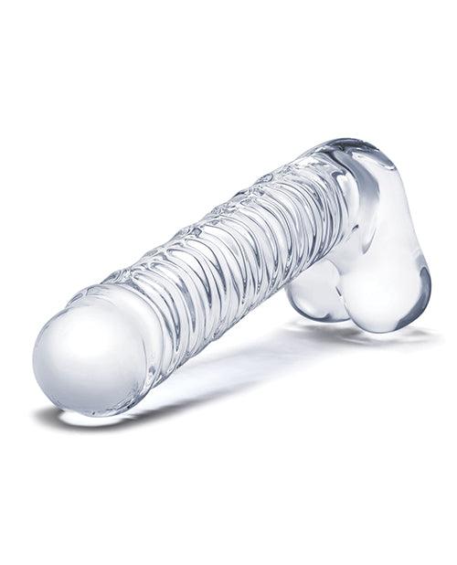 product image,Glas 8" Realistic Ribbed Glass G-spot Dildo W-balls - Clear - SEXYEONE