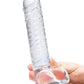 Glas 8" Realistic Ribbed Glass G-spot Dildo W-balls - Clear - SEXYEONE