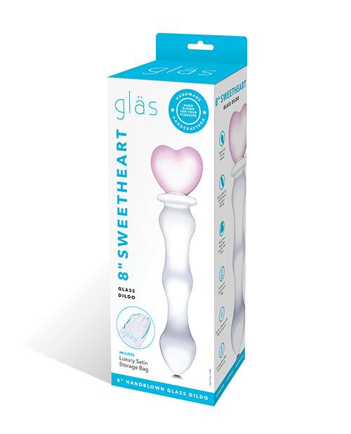 product image, Glas 8" Sweetheart Glass Dildo - Pink/Clear - SEXYEONE