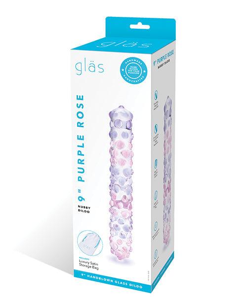 product image, Glas 9" Purple Rose Nubby Glass Dildo - Purple-pink - SEXYEONE