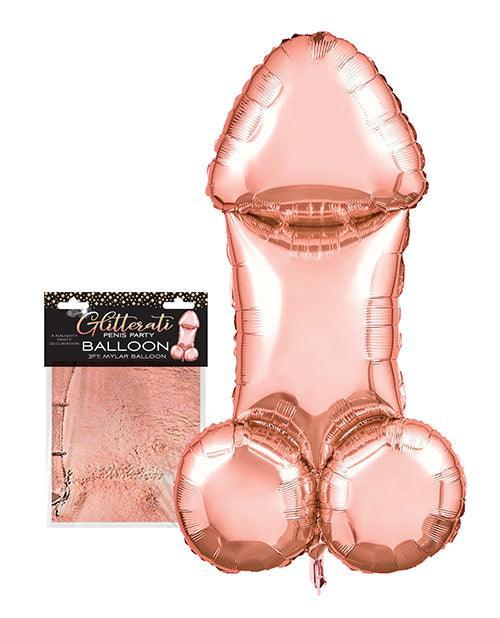 product image, Glitterati Penis 3ft Mylar Balloon - Rose Gold - SEXYEONE