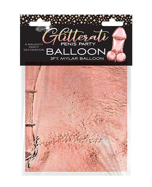 image of product,Glitterati Penis 3ft Mylar Balloon - Rose Gold - SEXYEONE