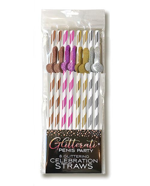 Glitterati Tall Penis Party Straws - Pack Of 8 - SEXYEONE