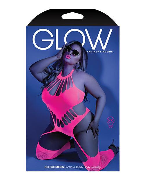 product image,Glow Black Light Footless Teddy Bodystocking Neon Pink Qn - SEXYEONE