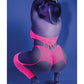 Glow Black Light Footless Teddy Bodystocking Neon Pink Qn - SEXYEONE