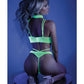 Glow Black Light Harness Open Shelf Bra & Cage Thong (pasties Not Included) - SEXYEONE