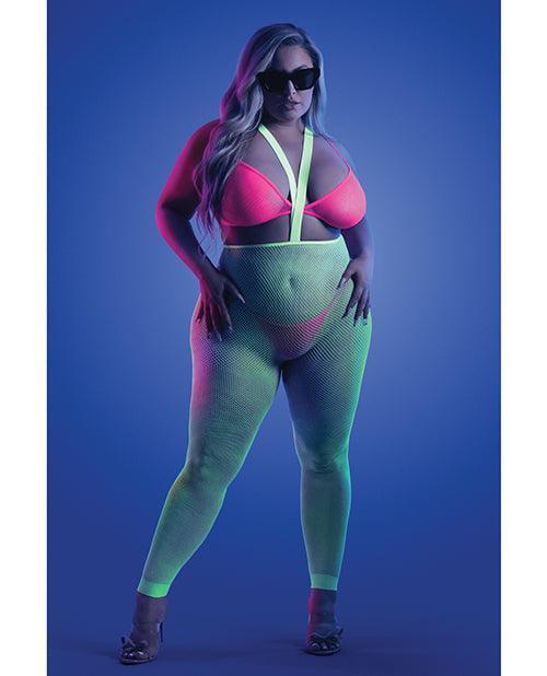 Glow Come Alive Suspender Stockings, Bralette & G-string Multi Color - SEXYEONE