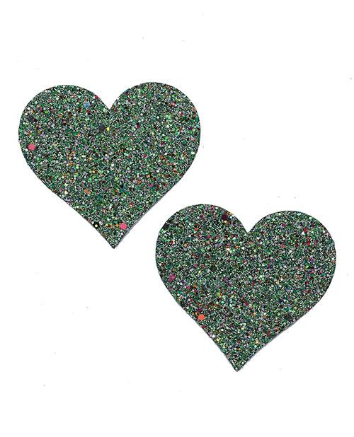 product image,Glow In The Dark Glitter Heart Pasties - O/s - SEXYEONE