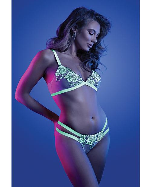 product image, Glow Night Vision Glow In The Dark Bralette & Cage Panty - SEXYEONE
