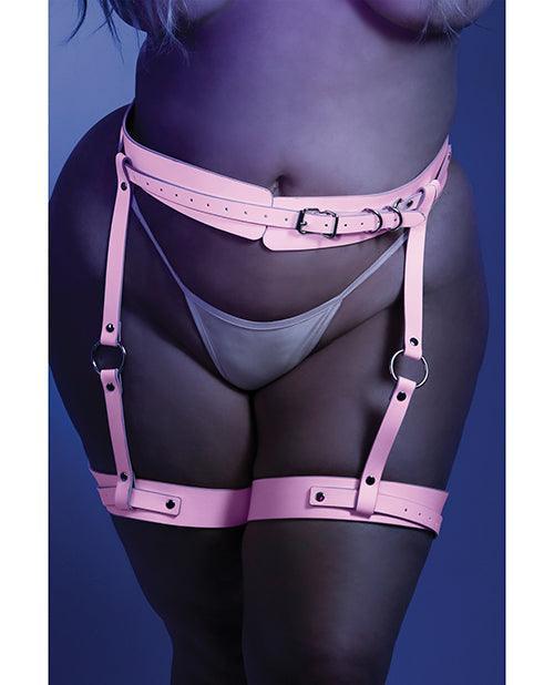 image of product,Glow Strapped In Glow In The Dark Leg Harness Light Pink O-s - SEXYEONE