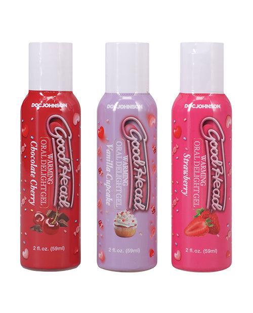 image of product,Goodhead Warming Oral Delight Gel Pack - 2 Oz Strawberry-vanilla Cupcake-chocolate Cherry - SEXYEONE