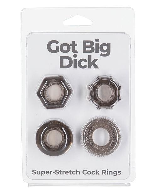 Got Big Dick 4 Pack Cock Rings - Black - SEXYEONE