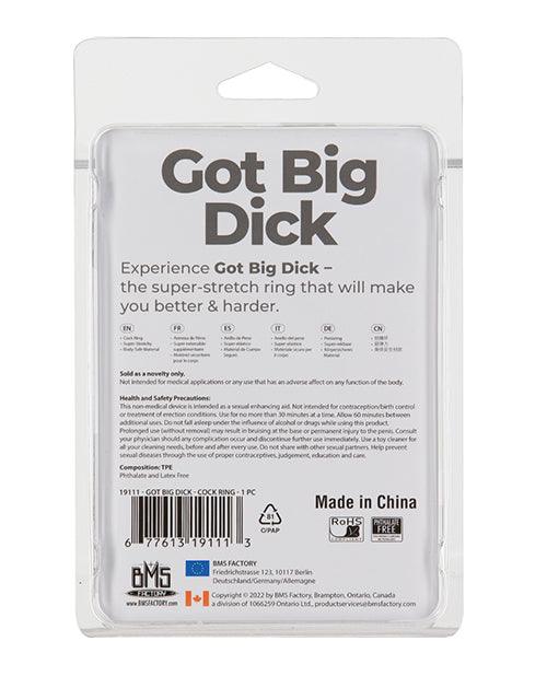 image of product,Got Big Dick Single Bumper Ring - Black - SEXYEONE