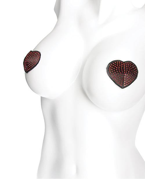 product image, Heart Rhinestone Pasties - Red-black O-s - SEXYEONE
