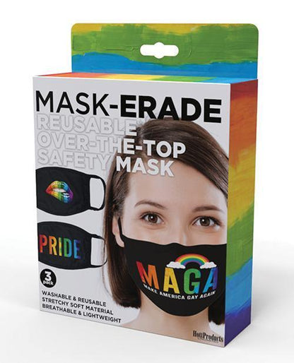 Hott Products Mask-erade Masks - Pride-gay Again- Rainbow Kiss Pack Of 3 - SEXYEONE 