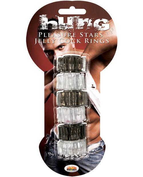 Hung Pleasure Stars Jelly Cock Rings - Black-clear - SEXYEONE