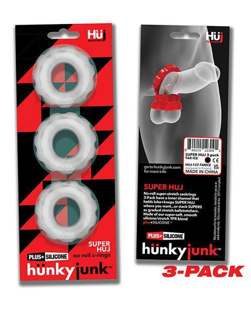 image of product,Hunky Junk Super Huj 3 Pack Cockrings - Ice - SEXYEONE