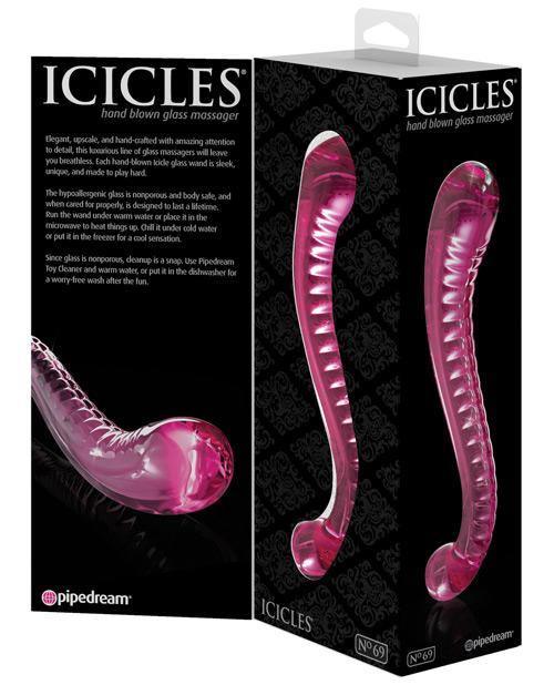 image of product,Icicles Hand Blown Glass G-spot Dildo - Pink - SEXYEONE 