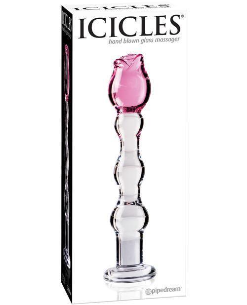 product image, Icicles No. 12 Hand Blown Glass Massager - Clear W-rose Tip - SEXYEONE