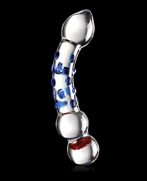 image of product,Icicles No. 18 Hand Blown Glass Massager - Clear W-blue Knobs - SEXYEONE