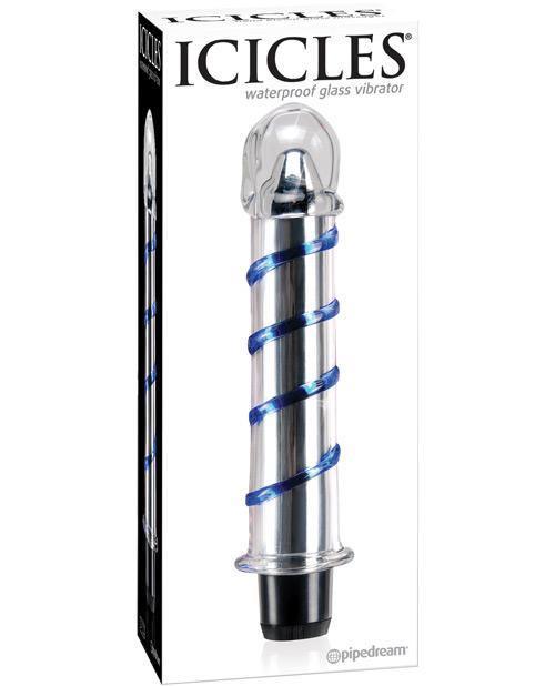 product image, Icicles No. 20 Hand Blown Glass Vibrator Waterproof - Clear W-blue Swirls - SEXYEONE 