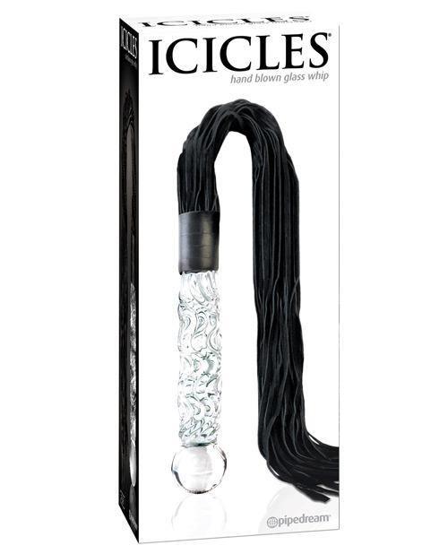 product image, Icicles No. 38 Hand Blown Glass Handled Whip - Clear - SEXYEONE