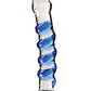 Icicles No. 5 Hand Blown Glass Massager - Clear W-blue Swirls - SEXYEONE