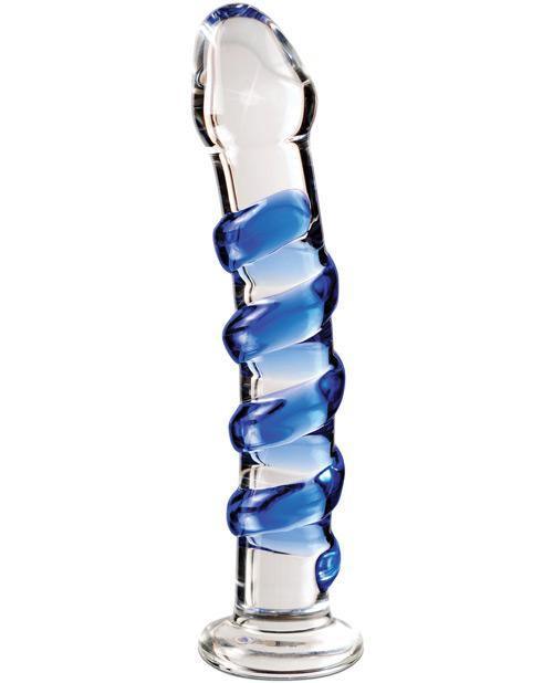 image of product,Icicles No. 5 Hand Blown Glass Massager - Clear W-blue Swirls - SEXYEONE